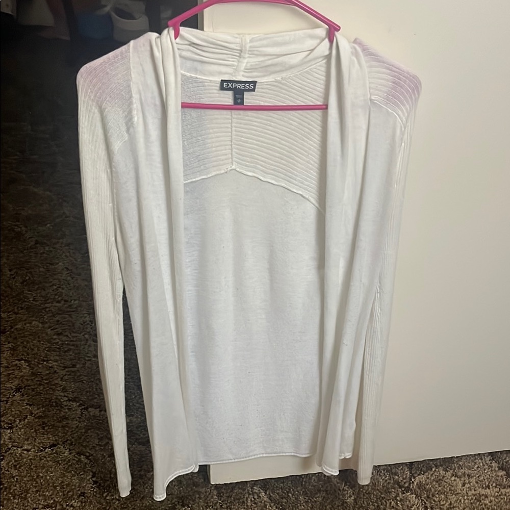 Express Ivory Open Front Cardigan